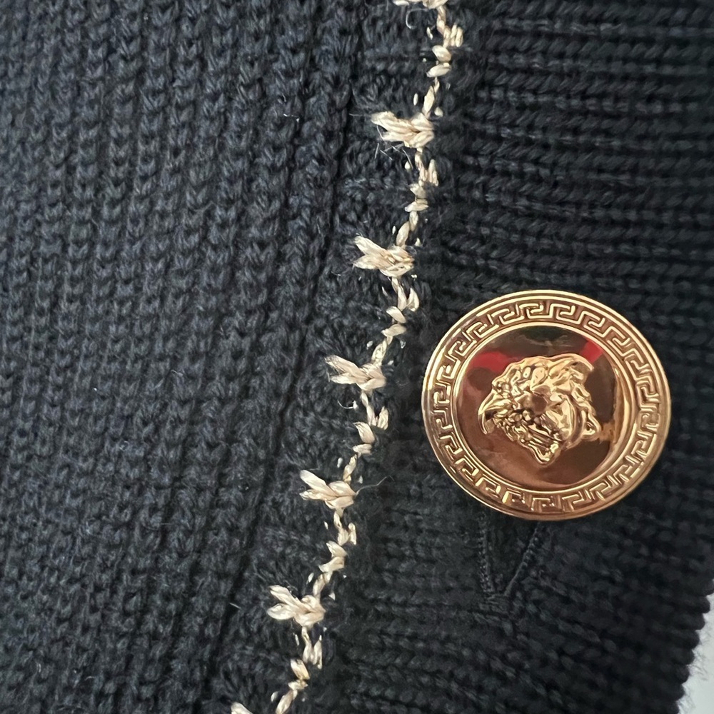VERSACE New Black Cardigan Sweater - Picture 4 of 9
